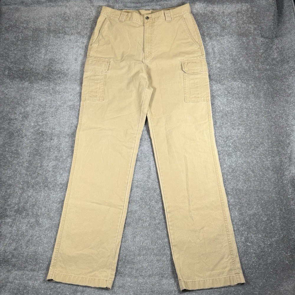 Vintage LL Bean Pants Men's 33x36 Beige Tropic Weight Cargo Straight Cotton